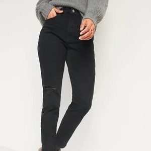 Old Navy High-Waisted O.G. Straight Ripped Black Ankle Jeans for Women NWT